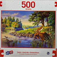 Moose Cabin Scene Wildlife 500 Piece Jigsaw Puzzle Sure Lox