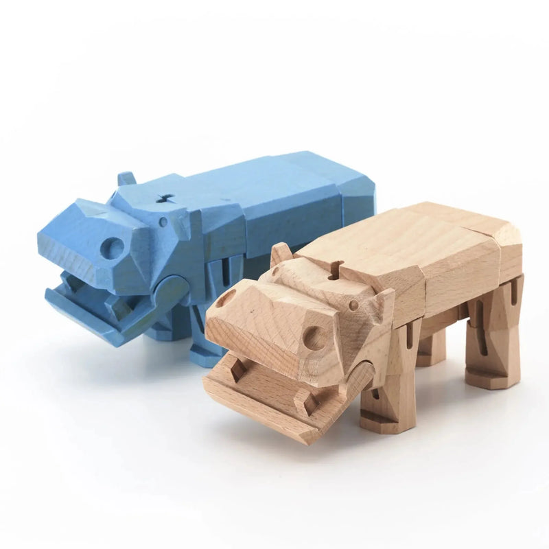 Morphits® Modern Wooden Hippo Decor – Interactive Puzzle & Art Piece - BIG FRENCHIES