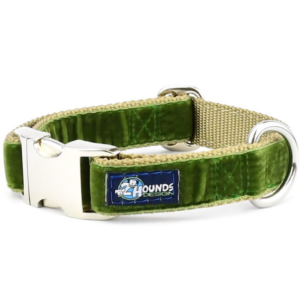 Moss Green Velvet Essential Martingale Dog Collar-Pet Collars & Leashes-BIG FRENCHIES-2 Hounds Design