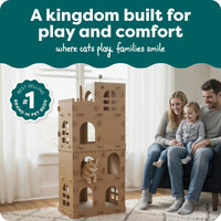 Multi-Level Cardboard Cat House & Scratcher Tower with Catnip & Toys