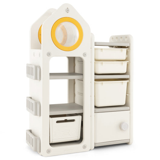 Multipurpose Toy Chest and Bookshelf with Mobile Trolley for Bedroom-Gray - BIG FRENCHIES