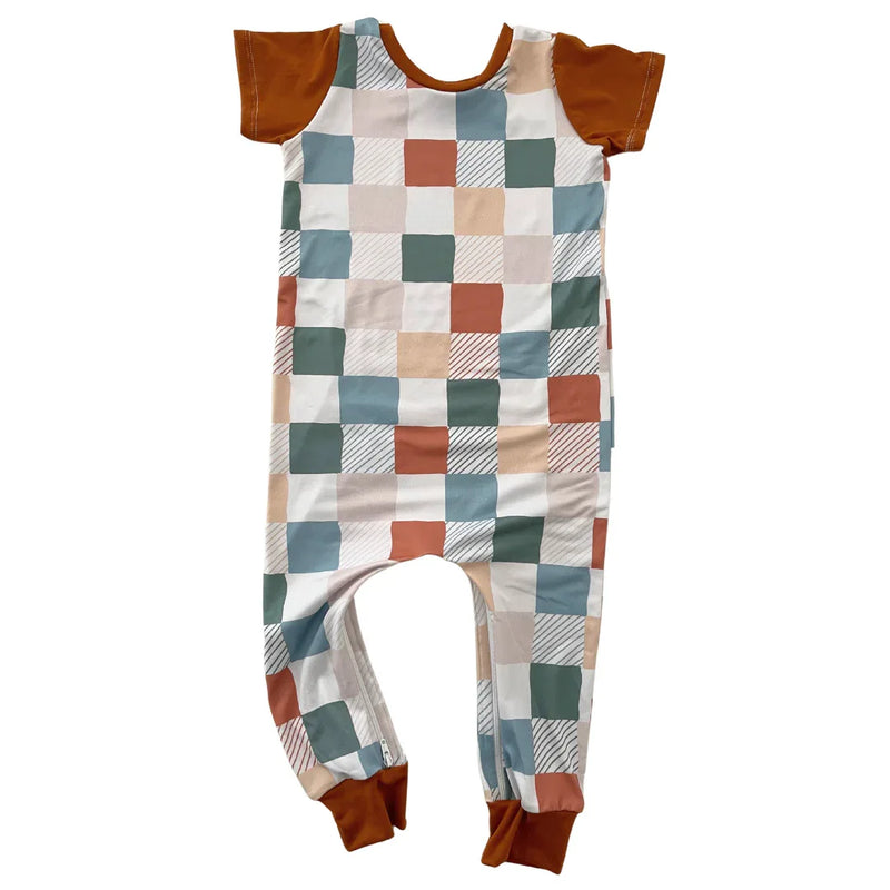 Muted Check Zip Romper - BIG FRENCHIES