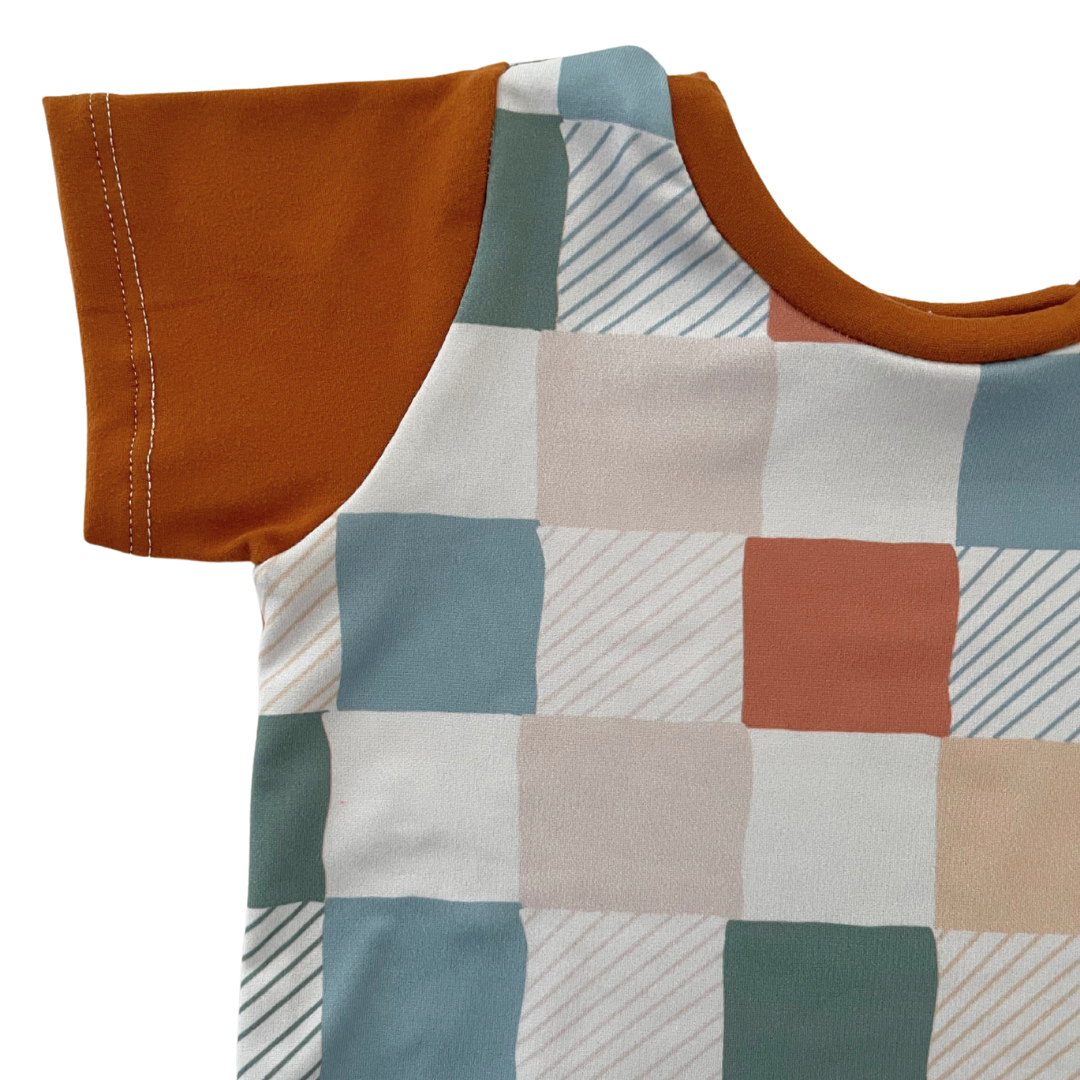 Muted Check Zip Romper