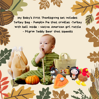 My First Thanksgiving Toy with Plush Gobble Turkey, Teddy Bear, Little Pumpkin Pie - BIG FRENCHIES