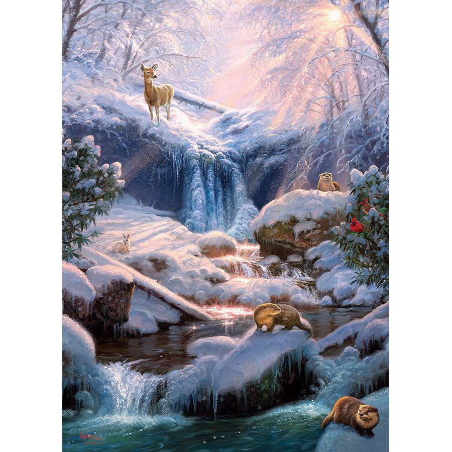 Mystic Falls in Winter 1000 Piece Jigsaw Puzzle Cobble Hill