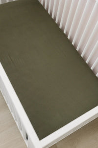 Olive Bamboo Stretch Crib Sheet - BIG FRENCHIES