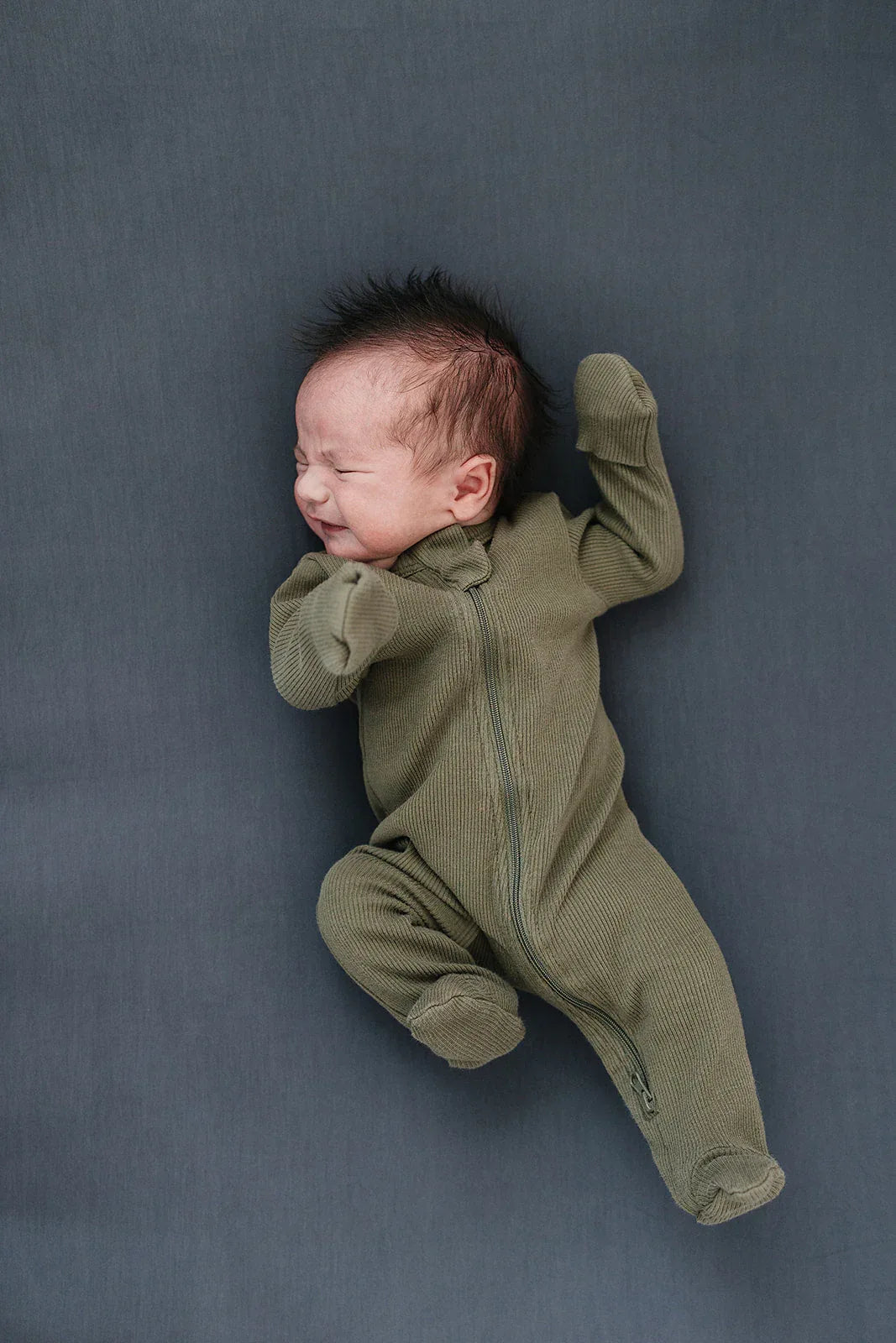 Winter Green Organic Cotton Ribbed Zipper - BIG FRENCHIES