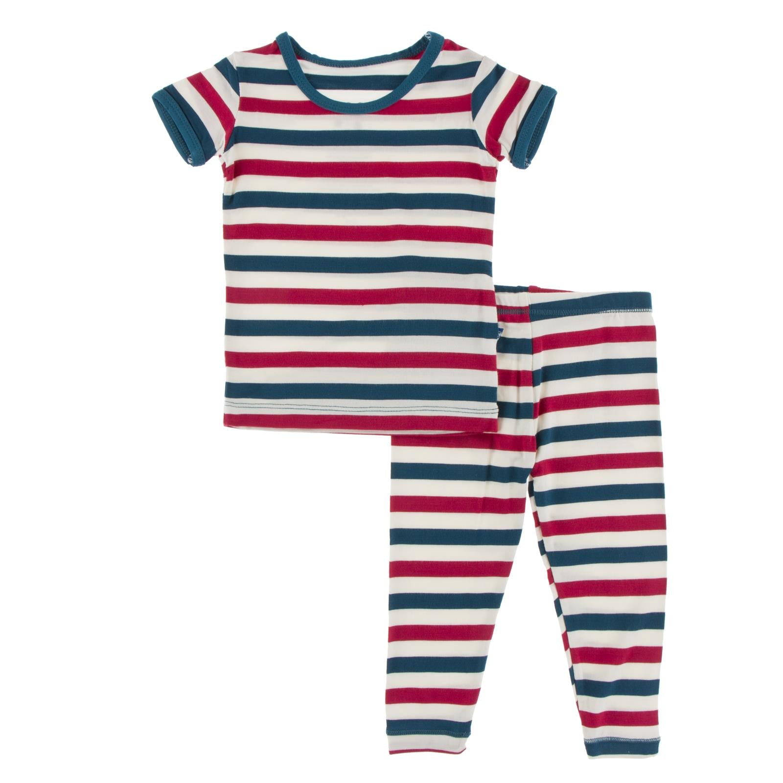 Print Short Sleeve Pajama Set in USA Stripe
