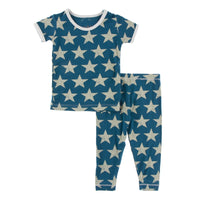 Print Short Sleeve Pajama Set in Vintage Stars