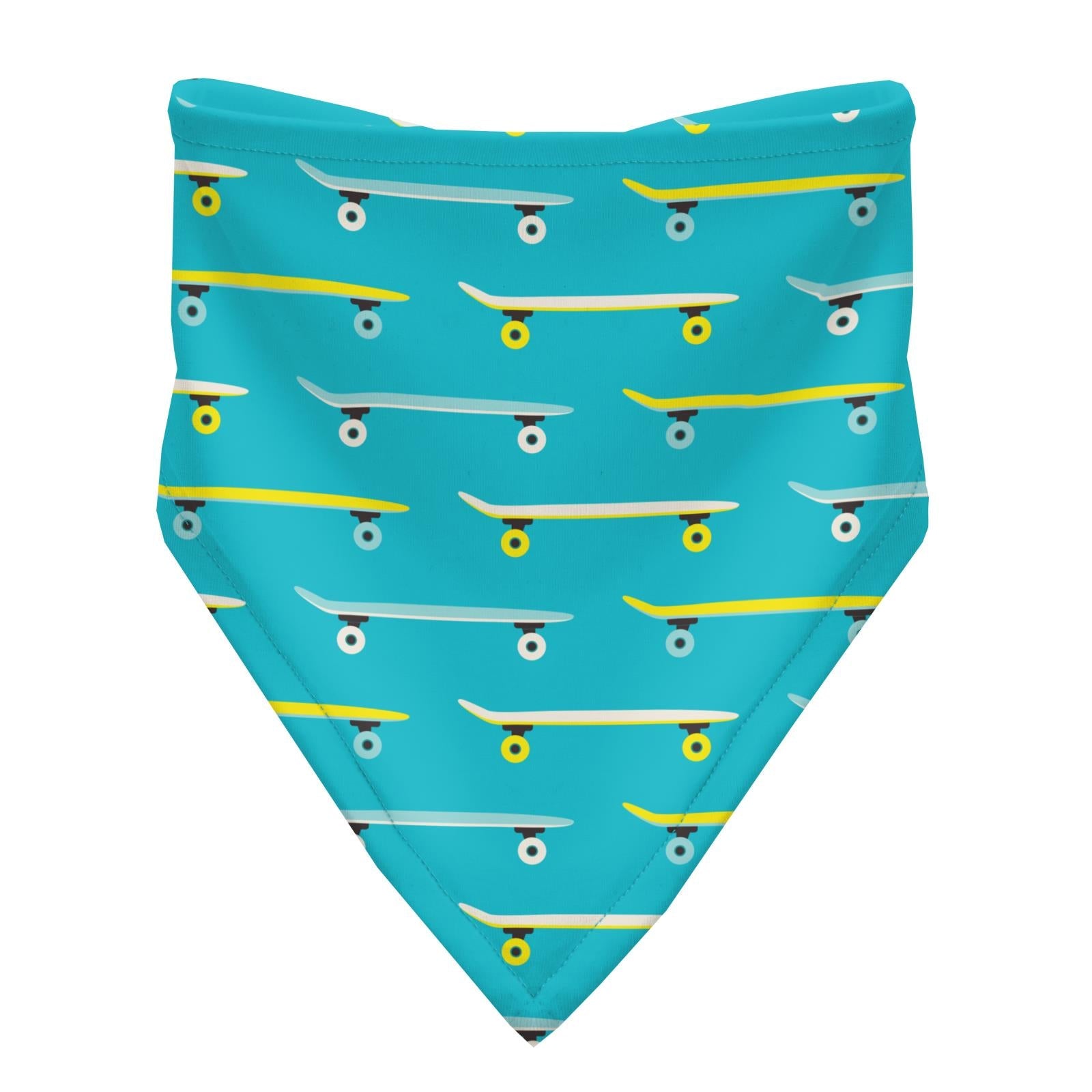 Print Bandana Bib Set of 3 in Confetti Skateboard, Cerulean Blue Palm Tree Sun & Confetti Sunglasses