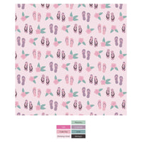 Print Bib Set of 3 in Fresh Air Beach Day, Latte Starfish & Shrinking Violet Flip Flops and Flowers