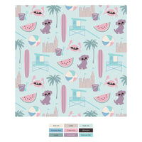 Print Bib Set of 3 in Fresh Air Beach Day, Latte Starfish & Shrinking Violet Flip Flops and Flowers
