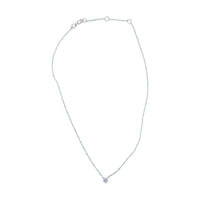 Sterling Silver Bezel Set Light Blue Aquamarine and Enamel Bead Chain Necklace