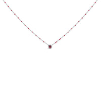 Sterling Silver Rhodolite Enamel Bead Chain Necklace 18 Inch