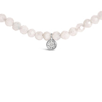 Sterling Silver Moonstone Bead Station Necklace with Diamond Accent
