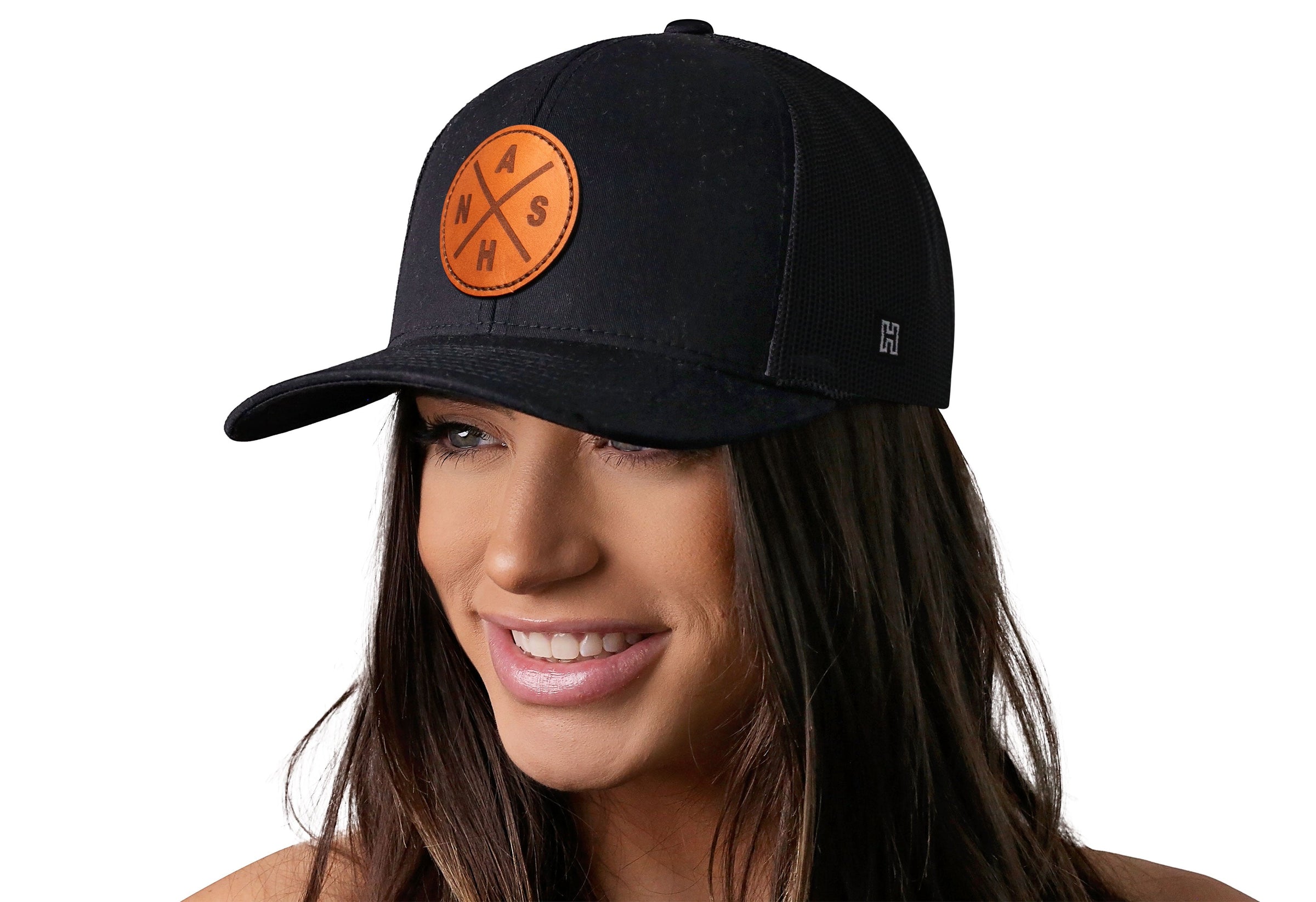Nashville Trucker Hat Leather  |  Black NASH X Snapback