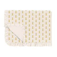 Print Ruffle Toddler Blanket in Gold Ribbon