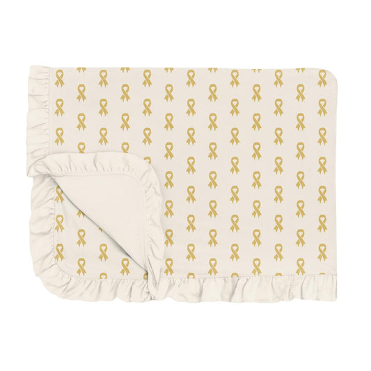 Print Ruffle Toddler Blanket in Gold Ribbon