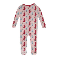 Print Convertible Sleeper with Zipper in Baby Rose Little Red Let's Be Friends
