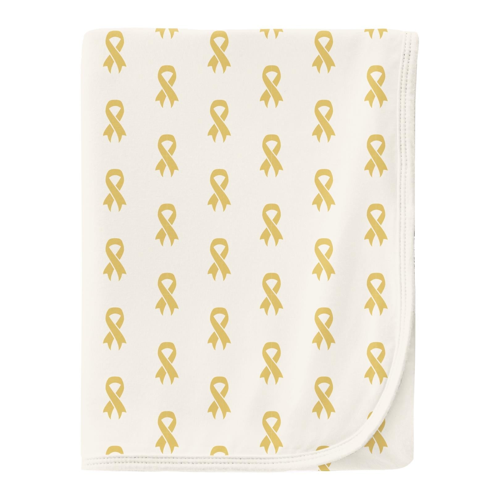 Print Swaddling Blanket in Gold Ribbon