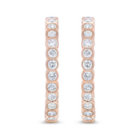 18K Rose Gold 1 Cttw Round Bezel-Set Diamond Hoop Earrings (F-G Color, VS1-VS2 Clarity)