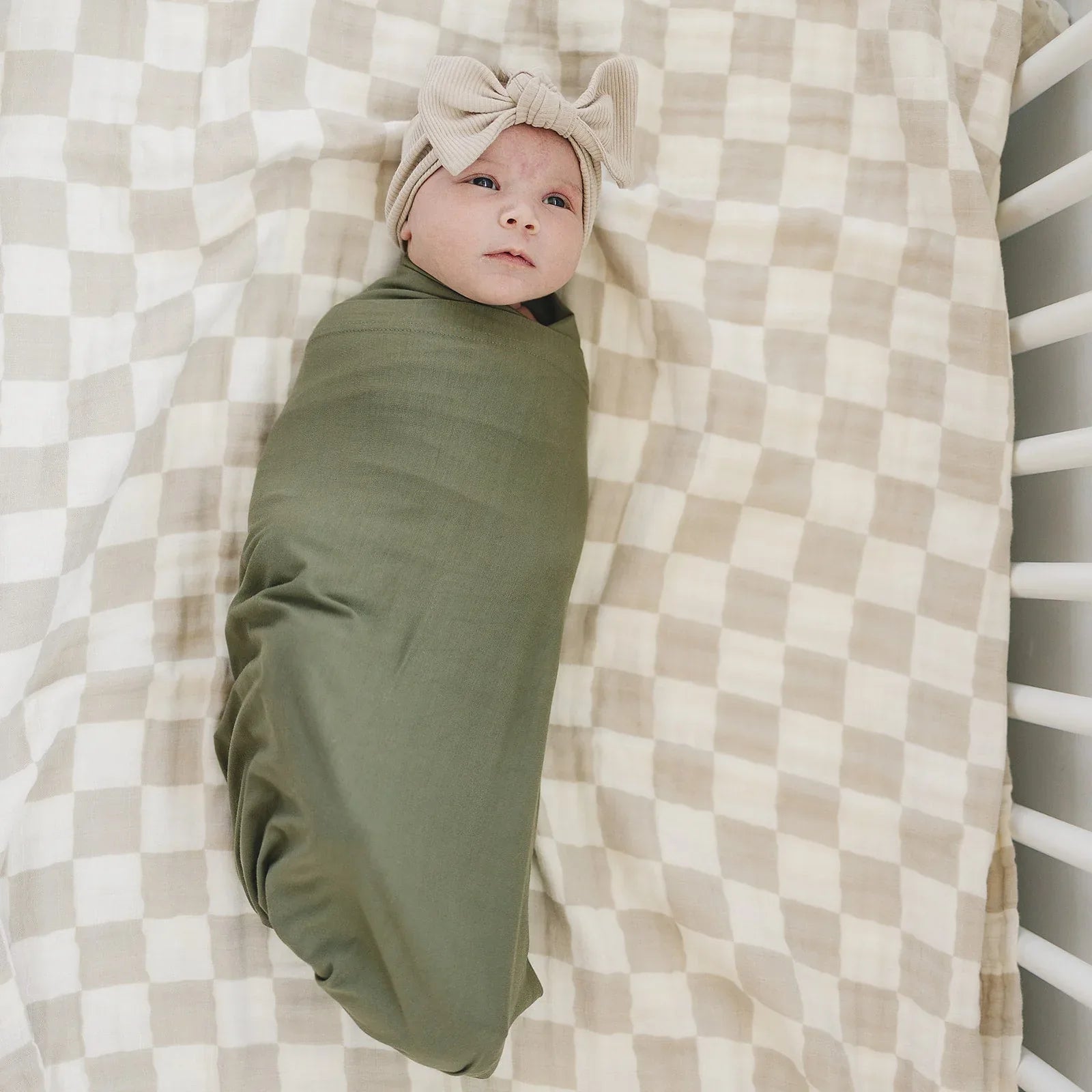 Taupe Checkered Muslin Quilt - BIG FRENCHIES