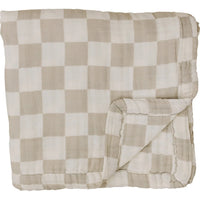 Taupe Checkered Muslin Quilt - BIG FRENCHIES