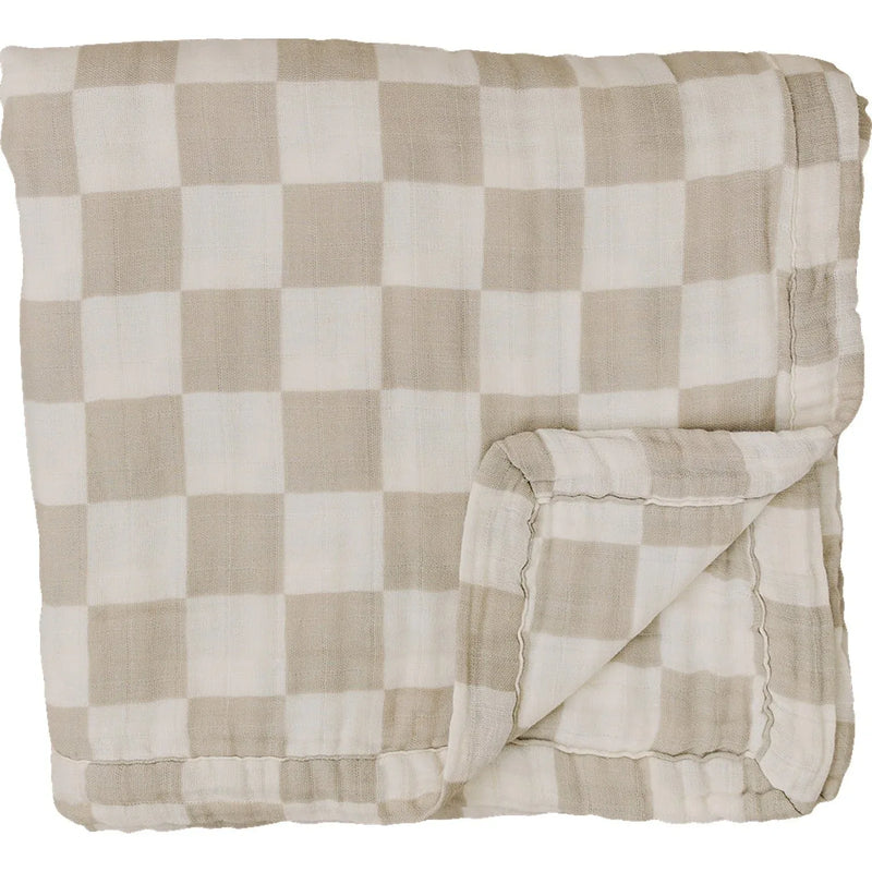 Taupe Checkered Muslin Quilt - BIG FRENCHIES