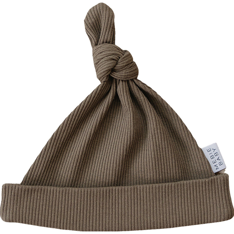 Cocoa Organic Ribbed Newborn Knot Hat - BIG FRENCHIES