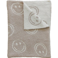 Smiley Taupe Plush Blanket - BIG FRENCHIES