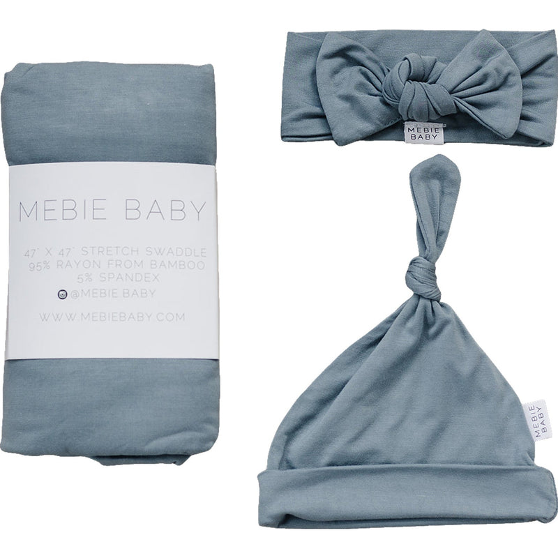 Dusty Blue Bamboo Hat OR Head Wrap Set - BIG FRENCHIES