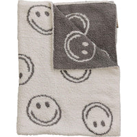 Charcoal Smiley Plush Blanket - BIG FRENCHIES