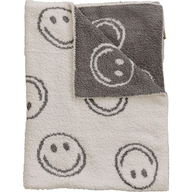 Charcoal Smiley Plush Blanket - BIG FRENCHIES