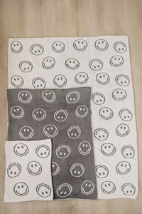 Charcoal Smiley Plush Blanket - BIG FRENCHIES