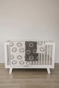 Charcoal Smiley Plush Blanket - BIG FRENCHIES
