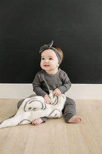 Charcoal Smiley Plush Blanket - BIG FRENCHIES
