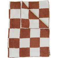 Rust Checkered Plush Blanket - BIG FRENCHIES