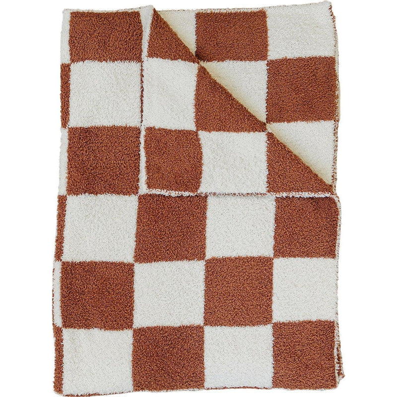 Rust Checkered Plush Blanket - BIG FRENCHIES