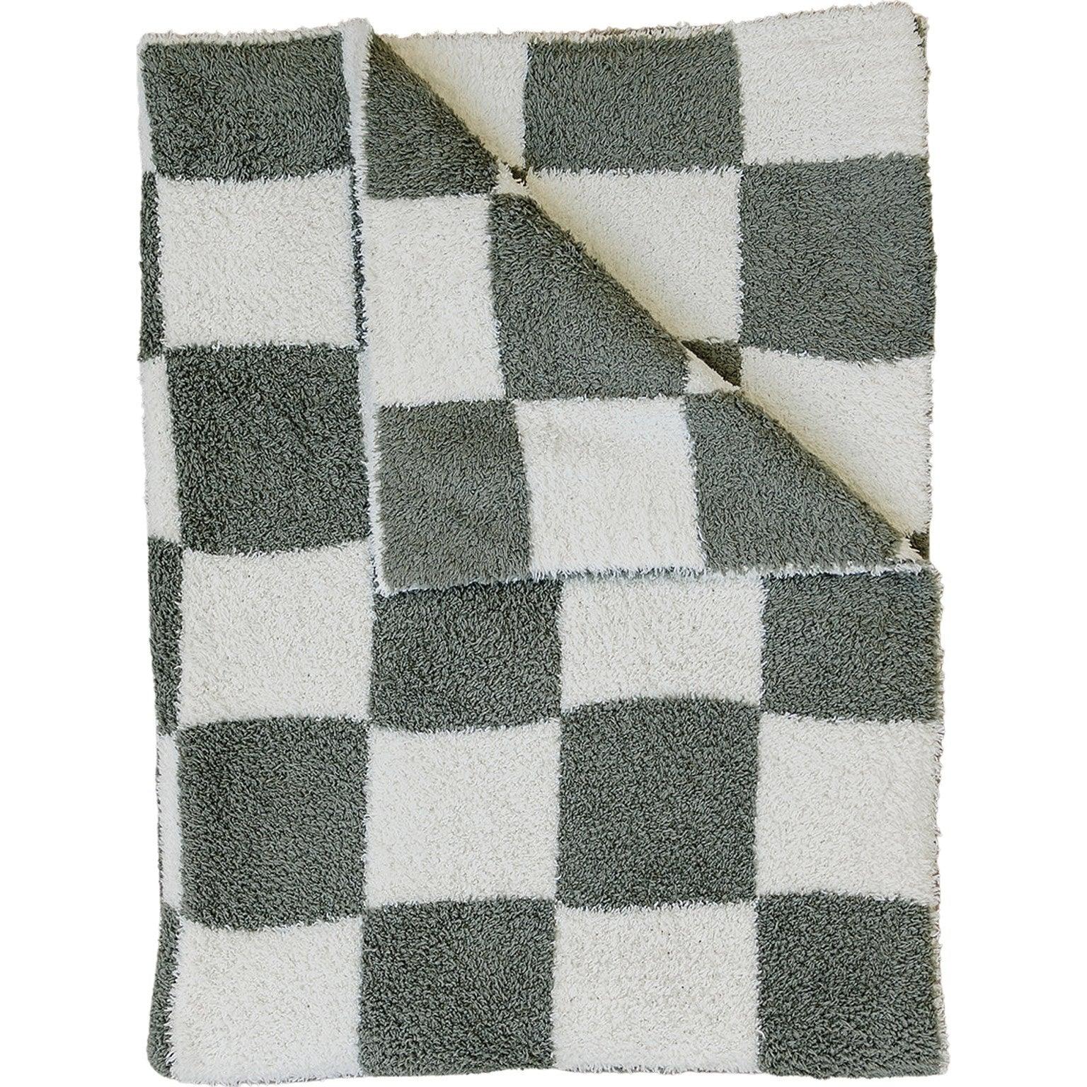 Green Checkered Plush Blanket - BIG FRENCHIES