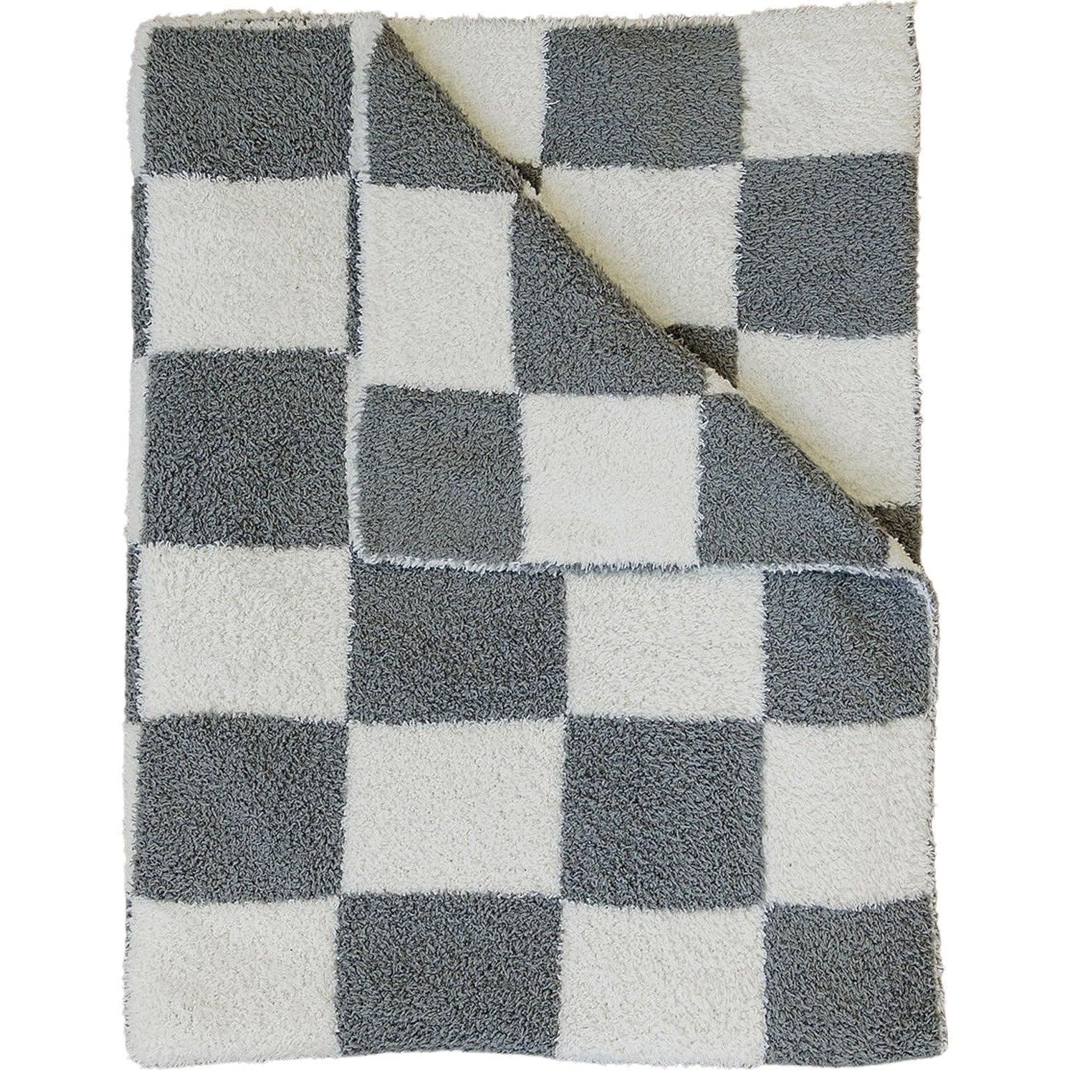 Charcoal Checkered Plush Blanket - BIG FRENCHIES