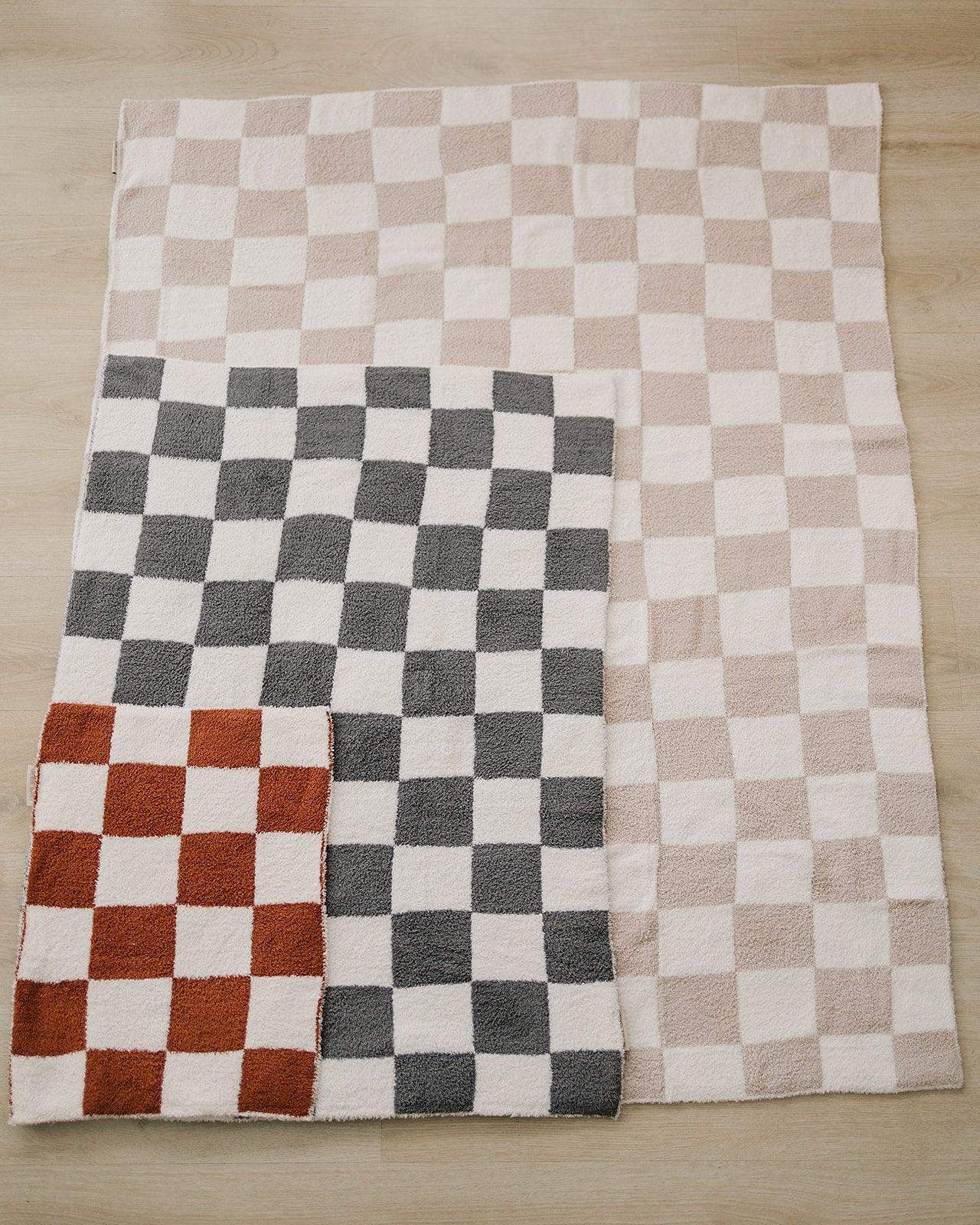 Charcoal Checkered Plush Blanket - BIG FRENCHIES