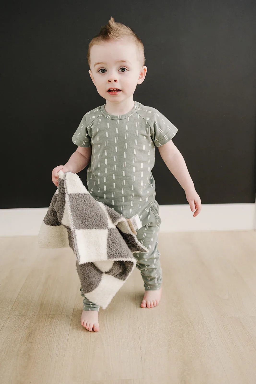 Charcoal Checkered Plush Blanket - BIG FRENCHIES