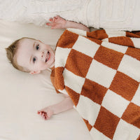 Rust Checkered Plush Blanket - BIG FRENCHIES