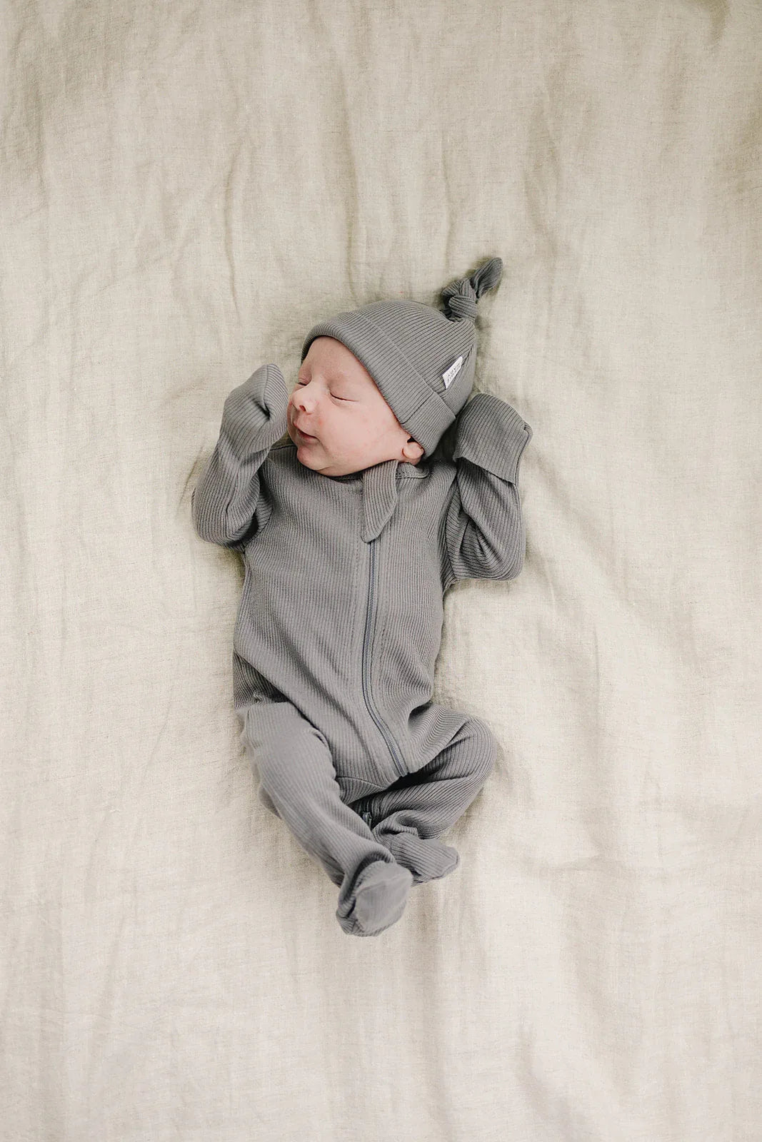 Grey Organic Cotton Ribbed Zipper - BIG FRENCHIES