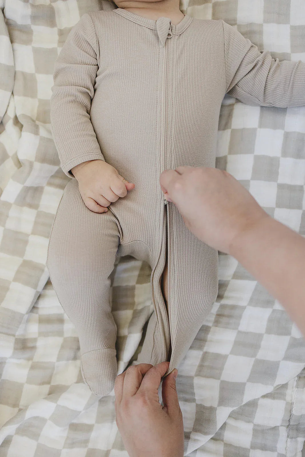 Oatmeal Organic Cotton Ribbed Zipper - BIG FRENCHIES
