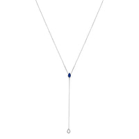 Sterling Silver Created Blue Sapphire and Diamond Accent Y Necklace