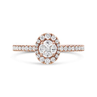 18K Rose Gold 1/2 Cttw Composite Marquise Composite Diamond Oval Shaped Halo Engagement Ring (F-G Color, VS1-VS2 Clarity) - Ring Size 7