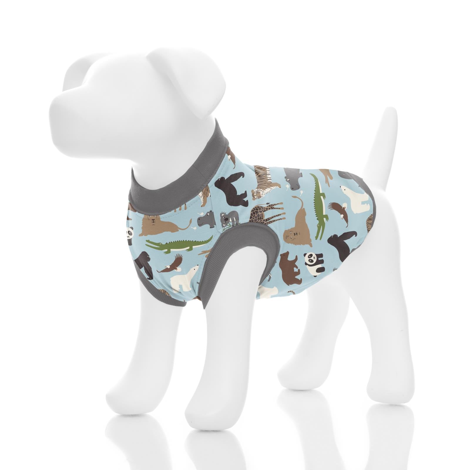 Print Sleeveless Dog Tee in Spring Sky Zoo