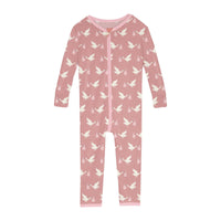 Print Convertible Sleeper with Zipper in Blush Stork