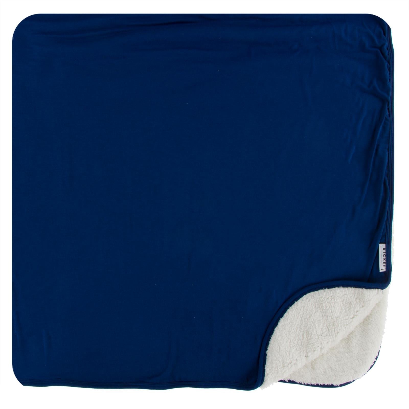 Sherpa-Lined Throw Blanket in Flag Blue